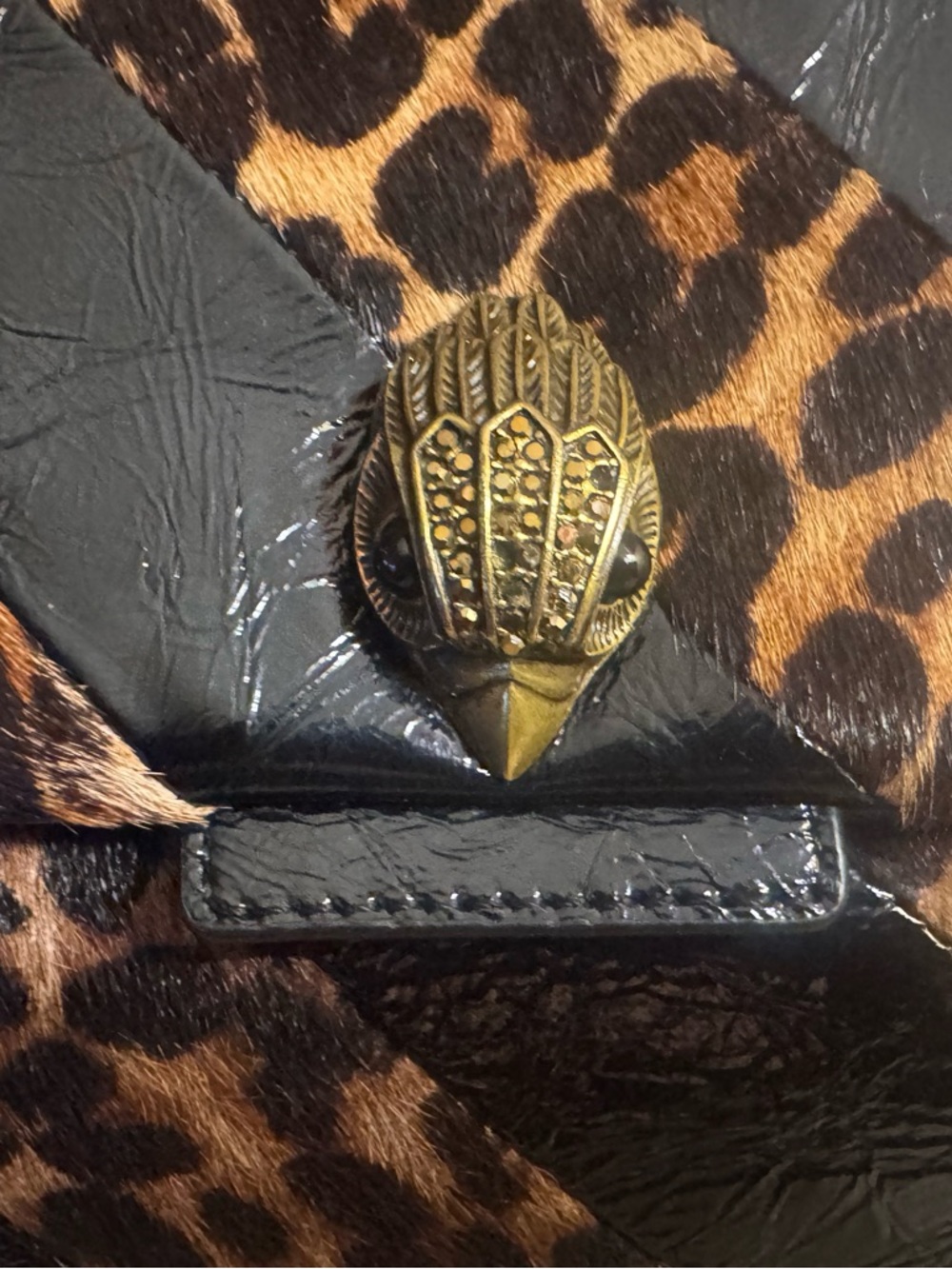 Kurt Geiger Black Leather 'The Kensington' Tote with Gold Logo